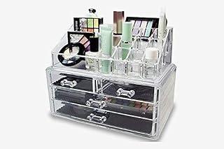 enyaa Makeup Organiser Acrylic Jewellery Box Products Cosmetic Organiser Drawer Makeup Storage Case - Drawer Makeup Holder for Lipstick Skincare Products (Transparent, 4 Drawers)