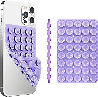 Silicone Suction Cup Phone Case Mount, Double Sided Hands-Free Strong sticky Grip Holder for Selfies and TikTok Videos, Non Slip Silicon Phone Stand for iPhone and Android Purple