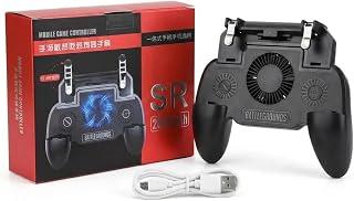 SR Mobile Game Grip with Cooling Fan and Power Bank 2000mAh Smartphone Controller with Metal Power Buttons L1 R1 - Black
