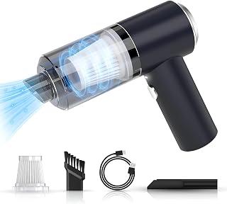 Car Vacuum Cleaner, Portable Rechargeable Cordless Vacuum Cleaner, Powerful Cyclonic Suction, Lightweight Wet and Dry Vacuum Cleaner with LED Light, Ideal for Car and Home Cleaning (Black)