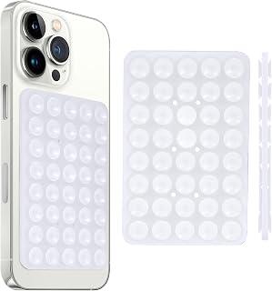 Hlija Suction Cup Phone Case Mount Double-Sided,Silicon Sticky Phone Stand for iPhone and Android, Hands-Free Strong Grip Holder for Selfies and Videos - Transparent