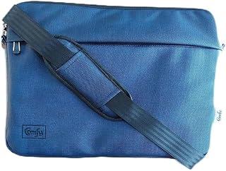 Comfy Leather Laptop Sleeve, Laptop and Tablet Lightweight Protective Bag with Secure Zipper, Water-Resistance, Front Storage Pocket and Padded Interior - Navy