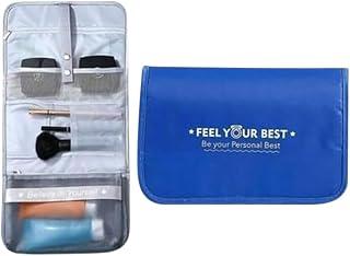 Foldable Travel Toiletry Bag Hanging Cosmetic Bag Men Portable Kit Organizer, Makeup Case for Women Organizing And Arranging Makeup Tools, Cosmetics, And Accessories - Hanging Feature (Blue)
