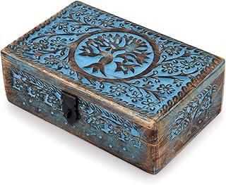 Wooden Jewelry Box, Jewelry Box, Tarot Box, Celestial Home Decor, Witch Box, Tree of Life, Trinket Box |Size- 8" x 5" x 2.5",| Decorative Storage Bin
