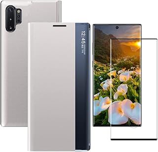 Exclusive Deal on For Samsung Note 10 Plus Case Slim View Luxury Side Window Leather Folio Flip Kickstand Protective Cover with Magnetic Closure for Galaxy Note 10 Plus with Screen Protector (Not Original) (Silver) - Amazon KSA Deals