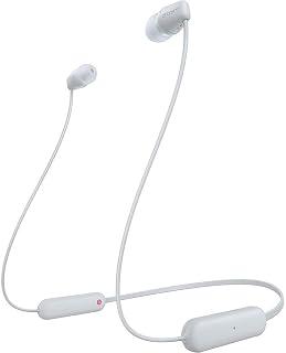 Sony WI-C100 Wireless in-Ear Bluetooth Headphones with Built-in Microphone, White, Small