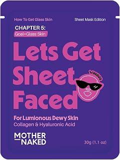 MotherNaked Lets Get Sheet Faced Face Sheet Mask | 30g | Collagen &amp; Hyaluronic Acid | Hydrating Luminous Dewy Skin Face Mask - Amazon Egypt Deals