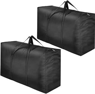 110L Large Clothes Storage Bag, 600D Oxford Fabric, Strong Storage Bags with Zippers, Underbed Storage Box with Cover for Comforter, Blankets, Laundry(Black), (Smart Home) (2)