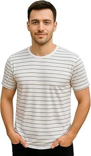 Exclusive Deal on Men's Striped Round-Neck T-Shirt Viscose Lycra Blend - Amazon Egypt Deals