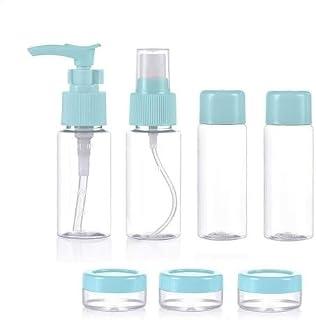 7 in 1 Travel Toiletries Bottles Leak Proof Portable Empty Mini Small Container Travelling Kit Squeeze Bottle Set for Shampoo, Cosmetics Empty Bottles Multicolor (7 in 1 Cosmetics Bottle)