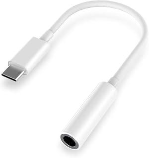Type C to 3.5mm AUX Audio Adapter, USB-C to AUX Audio Cable Compatible with Android Phones, iPad, MacBook, Samsung, Car Stereos, Headphones, White