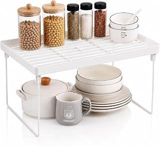 Multi-Use Kitchen Storage Shelf - Home Organizer & Space Saver - Foldable Kitchen Bathroom Office Organizer Rack with Stainless Steel Legs