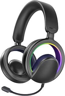 Promate Open-Ear Bluetooth Headphones with Detachable Mic, RGB Light Modes, 40mm Dynamic Drivers, 20H Battery, Bluetooth v6.0, ABS-PC Build for Gaming, Workouts, and Streaming (Black)