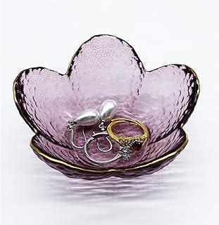 Exclusive Deal on Purple Flower Ring Dish, Small Glass Jewlery Dish Tray, Crystal Jewelry Ring Holder Dish Trinket Bowl,Vanity Room Decor Engagement Gift Jewelry Bowl Dish for Rings,Earrings, Bathroom Soap Dish - Amazon KSA Deals