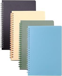 A5 Spiral Notebook, 4 Pack College Thicken Ruled Paper, 8.3x5.7in Plastic Hardcover Soft Cover Notepads, 80 Sheets/160 Pages, Lined Paper for Office Study Memo Notes (Blue,Green,Beige,Brown)