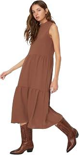 Trendyol Women Shift/Straight Cut Stand Collar Midi Woven Dress TWOSS20EL1864 Dress