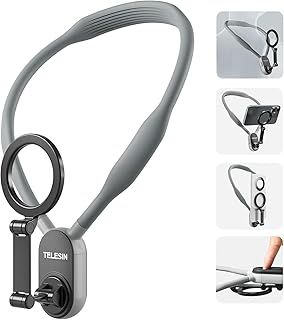 Exclusive Deal on XICEN Magnetic Neck Mount for Phones, Neck Cell Phone Holder POV/Vlog Selfie Mount Hand Free Phone Neck Holder Chest Stand Strap Video Recording for iPhone 15 14 13 12 Seires Android Phones (Grey) - Amazon KSA Deals