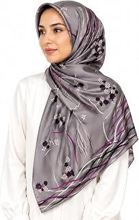 Satin Silk Square Scarf for Women, Elegant Floral Print, Large Head Wrap, Multi-Style Fashion Accessory, 90x90 cm