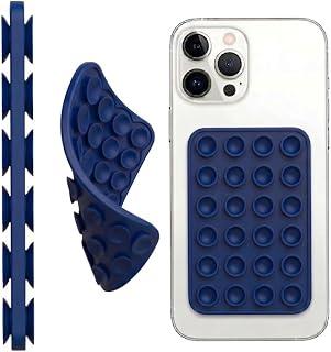 Silicone Suction Cup Phone Holder Double Sided Grip Hands Free Adhesive Grip for Selfie Videos Thick Washable Reusable Non-Slip for iPhone Android (Blue, 40 Cups)