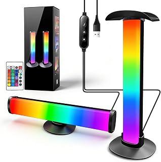 هاسثيب® شريط اضاءة مكتبي باضاءة RGB بمنفذ USB، مصباح مكتب LED محيطي بـ16 لون مع جهاز تحكم عن بعد ومزامنة الموسيقى، حامل قوس لسماعة الراس قابل للازالة، مصباح العاب قابل للتعديل لاعداد الكمبيوتر والمكتب