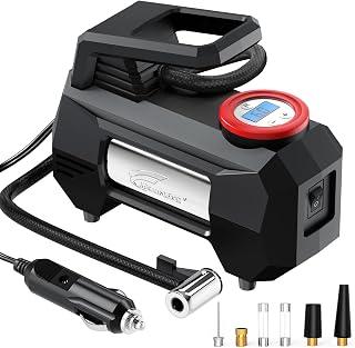 عرض حصري على HAUSBELL Portable Car Air Compressor, 2022 Product Upgraded Fully, Continuously Inflate 4 Tires, 12V DC Car Tire Air Pump, 150 PSI with Emergency LED Light - عروض أمازون السعودية