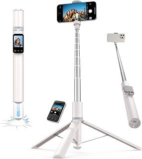 TELESIN 0.1s Fast Auto-Open Phone Tripod for iPhone & Android, 67" Selfie Stick with Zoom/Focus Smart Display Remote,Extendable Cell Phone Stand for Alone Travel,Vlogging Creators & Women Makeup Live