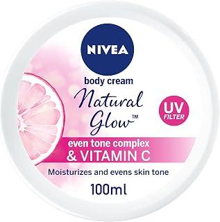 NIVEA Natural Glow Body Cream, Even Tone Complex &amp; Vitamin C, All Skin Types, Jar 100ml - Amazon Egypt Deals