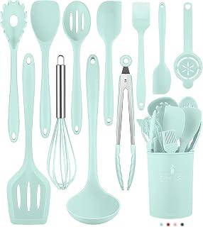عرض حصري على Aputue Silicone Cooking Utensil Set, 12 PCS Green Heat Resistant Kitchen Tools, Holder with Spatula Spoon Turner and Whisk, Dishwasher Safe Nonstick Cookware Accessories for Baking at Home - عروض أمازون السعودية