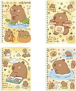 Spiral Notebook, 4 Pack Of A5 Wirebound Note Books, 60 Sheets / 120 Pages, Regular Diary Notebooks, Soft Cover Notebooks, Lined Paper, 8.3x5.9 Inch, Suitable for Office & School Supplies (Capybara)