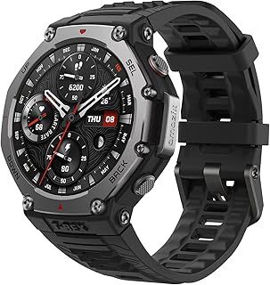 Exclusive Deal on Amazfit T-Rex 3 Rugged/Military Smart Watch 48mm, GPS (with Privacy), Offline Maps, Long Battery Life,328 Feet Water-Resistant, 170 Fitness/Sport Modes, AI, Voice Control, for Android or iPhone, Black - Amazon KSA Deals