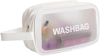 Makeup Beauty Bags Transparent Make Up Organizer Storage Bath Toiletry Wash Bag Travel Waterproof Cosmetic Bag, PU PVC Cosmetic Makeup Pouch for Women,Gir(white)