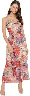 Trendyol Women Multi Color Belted Tassel Shawl Pattern A-Line/A-Line Form Maxi Lined Woven Dress TWOSS23EL01777 Dress (pack of 1)