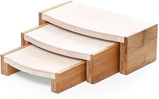 رف المجوهرات 3-Piece Jewelry rask Set Wooden Tiered Stands for Desktop(Beige)