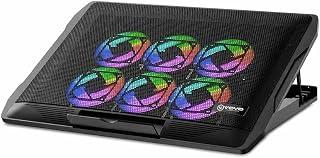 Exclusive Deal on V-05 Gaming Laptop Cooling Pad Stand, Silent 6 X 60mm RGB Fans, 4-Level Height Adjustment, Dual USB Ports - Metal Mesh, For 13–15 Inch Notebook | Black - Amazon Egypt Deals