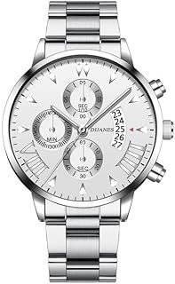 عرض حصري على Quartz Watches Fashion Mens Business Watches Men Business Casual Stainless Steel Quartz Wristwatch Calendar Man Leather Watch - عروض أمازون السعودية