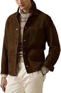 عرض حصري على mens Men&amp;#039;s Suede Leather Coat Brown Suede Leather Jacket - عروض أمازون السعودية