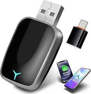 2-in-1 Wireless Carplay/Android Car Adapter Converts Factory Cable into a Wireless Carplay Dongle for Car Plug & Play Carplay with A-pple Phone iOS 10+ / Android 11+