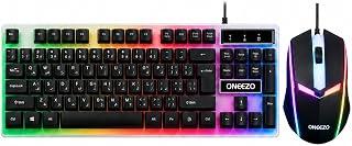 Gaming Keyboard and Mouse Combo, Wired USB RGB Backlit 104-Key Full-Size Membrane Keyboard with Optical Mouse, Plug and Play for PC Laptop Desktop Gaming and Office – Black