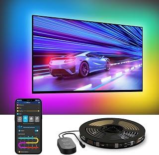 شريط اضاءة خلفية LED ذكي RGBIC للتلفزيون مقاس 70-80 بوصة، تحكم بلوتوث وواي فاي، يعمل مع اليكسا ومساعد جوجل، مزامنة الموسيقى، اكثر من 99 وضع مشهد، محول من جوفي