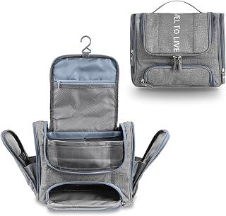 Hanging Travel Toiletry Bag for Women Men, Waterproof Cosmetic Makeup Organizer Bag Storage with Hook, Skincare Hygiene Bathroom Bag for Traveling Full Size Bottles, Gray, Fashion