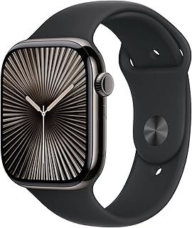 Exclusive Deal on Apple Watch Series 10 GPS + Cellular 42 mm Smartwatch with Slate Titanium Case with Black Sport Band - M/L. Fitness Tracker, ECG App, Always-On Retina Display, Water Resistant - Amazon KSA Deals