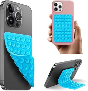 2PCS Silicone Suction Phone Case Mount, Non Slip Suction Cup Phone Mount, Cell Phone Accessories Holder for Selfies and Videos,Silicon Adhesive Phone Stand Sticky for iPhone and Android (Blue)