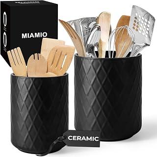 Exclusive Deal on MIAMIO - Kitchen Utensil Holder Ceramic/Kitchen Organizer-Palmanova (Black) - Amazon KSA Deals
