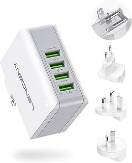Exclusive Deal on LENCENT USB Charger Plug, 4-Port USB Universal Travel Adaptor, 22W/5V 4.4A Wall Charger with UK/USA/EU/AUS Worldwide Travel Charger Adapter for iPhone, iPad, Android Phones, Tablets, and More - Amazon KSA Deals