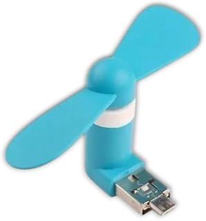 Mini Fan Dual USB & Micro USB, Plug & Play OTG for Power Banks & Android Phones, Random Color