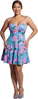 MANIKAN Women's Dress Elegant Floral Summer Halter Neck with Roses Print A-Line made of Blended Cotton soft Fabric