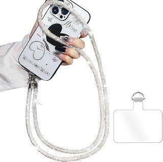Universal Mobile Phone Lanyard Chain,Neck Chain with Rhinestones for Hanging,Rhinestone Cross Lanyard for Most Smartphones