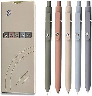 0.5 Gel Pen, Cute Kawaii Pens, Boxed Pen, Office Pen, Fine Point Signing Pen, Retractable Rolling Ball Quick-dry Ink Pens, Black Ink Smooth Writing Pen, for School Office Home, 5pcs (Lively Colors)