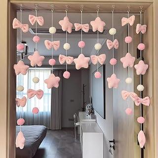 Exclusive Deal on Cute Plush Curtain for Door Window Wall Self-Adhesive Pink Bow Heart-Shaped Kawaii Curtain for Living Room and Bedroom Decor - Amazon KSA Deals