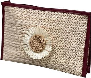 عرض حصري على Woven Straw Cosmetic Pouch with Sunflower Embellishment, Beige-H9 - عروض أمازون مصر